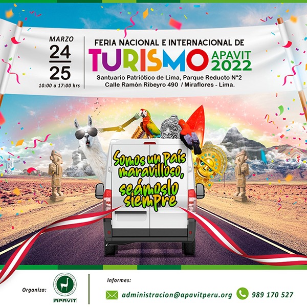 Perú: organizan la Feria Nacional e Internacional de Turismo – APAVIT 2022 entre el 24 y el 25 de marzo